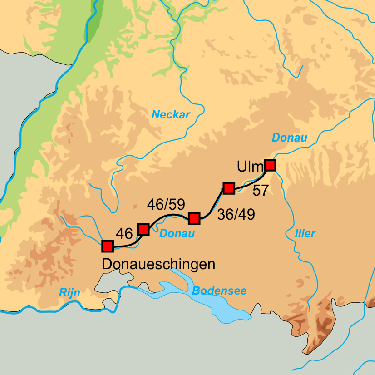 Fietskaart met overzicht fietsroutes fietsvakantie Donaubron