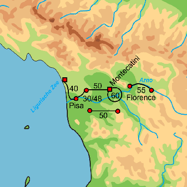 fietsbus toscane.png Fietskaart met overzicht fietsroutes fietsbusvakantie Toscane