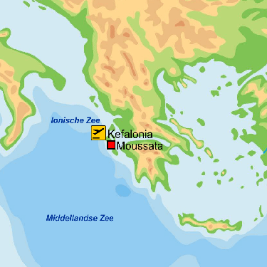 Fietskaart met overzicht fietsroutes fietsvliegvakantie Kefalonia