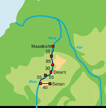 Fietskaart met overzicht fietsroutes fietsvakantie Internationale Maasroute