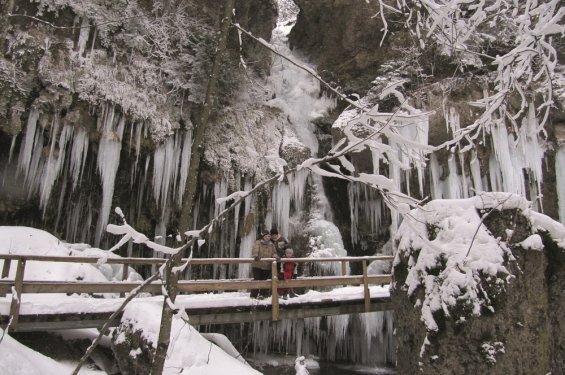 bruggetje in de sneeuw ijspegels 
