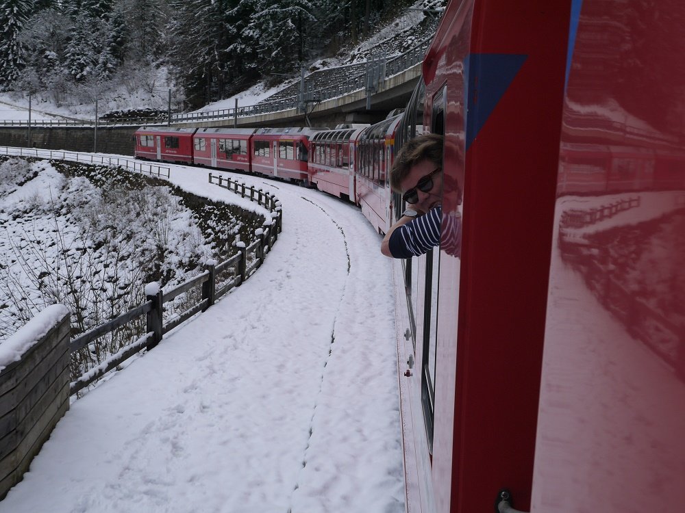Trein Arosa winterreis Zwitserland