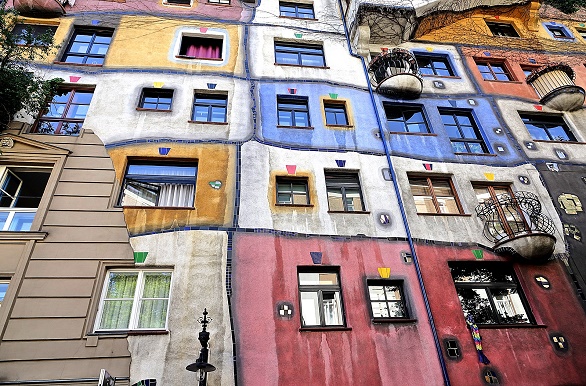 Hundertwasser huizen in Wenen