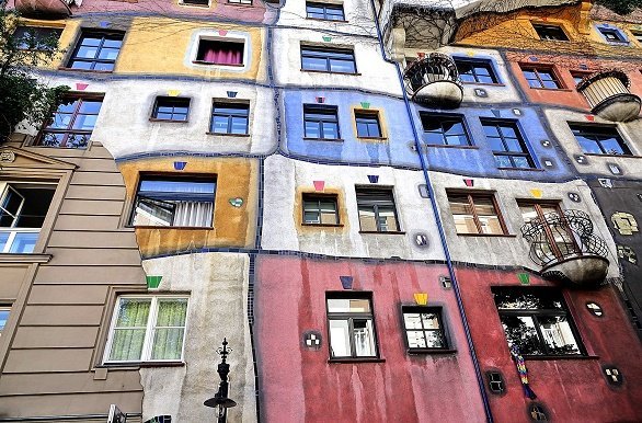 Hundertwasser huizen in Wenen
