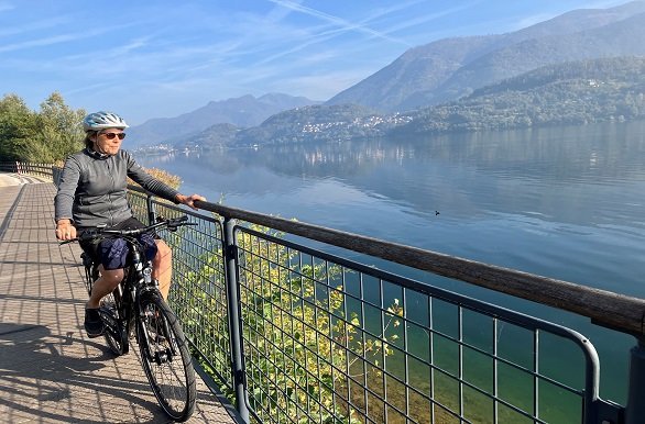 Caldonazzomeer tijdens de fietsvakantie rondom de Dolomieten