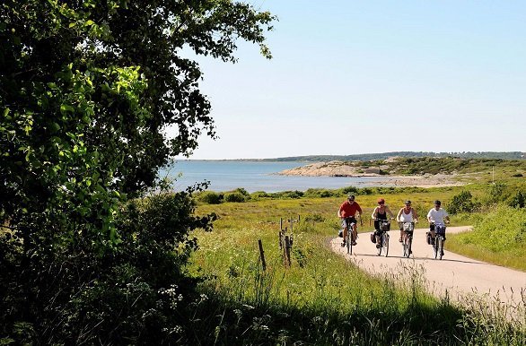 Fietsers over de Kattegatleden Zweden