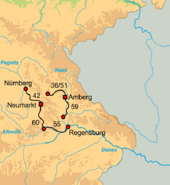 Fietskaartje De vijf rivieren van Beieren