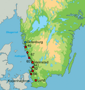 Fietskaartje Zweedse kant van het Kattegat